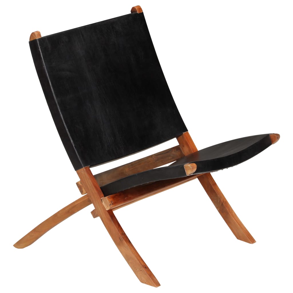 Chaise De Relaxation Pliable Cuir Véritable