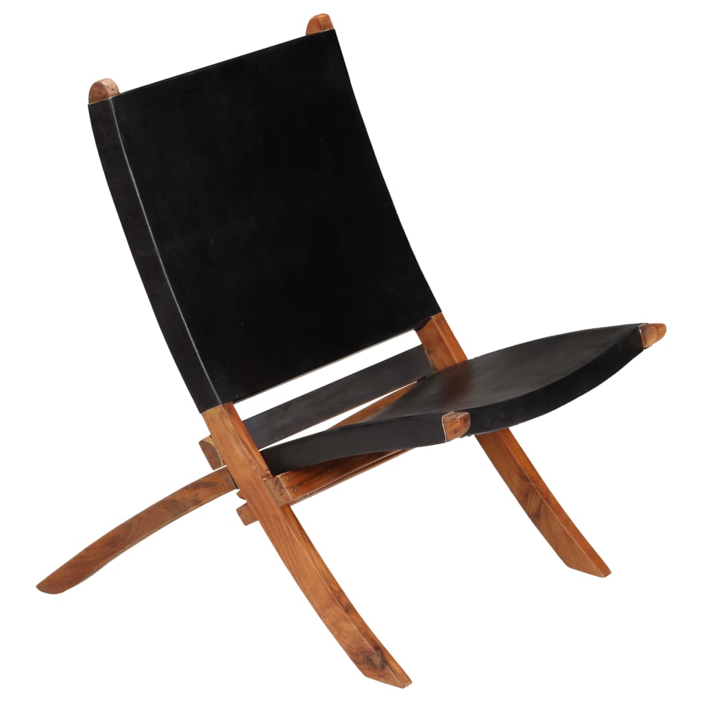 Chaise De Relaxation Pliable Cuir Véritable