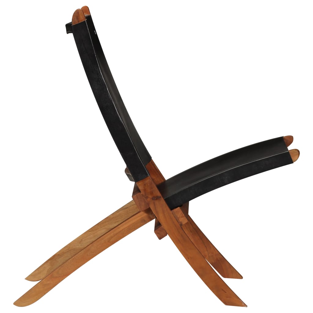 Chaise De Relaxation Pliable Cuir Véritable