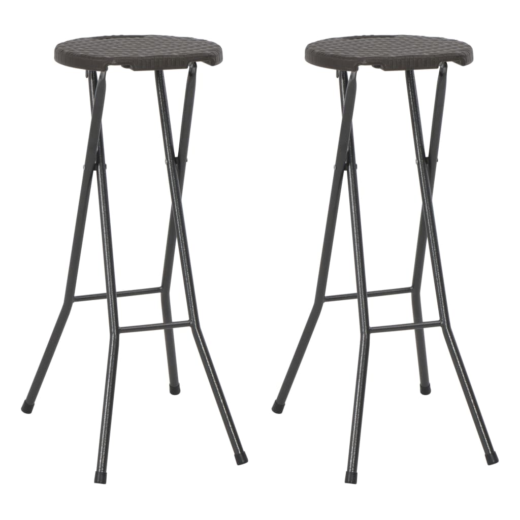 Tabouret De Bar Pliable Lot De 2 Pehd Et Acier Aspect Rotin
