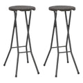 Tabouret De Bar Pliable Lot De 2 Pehd Et Acier Aspect Rotin