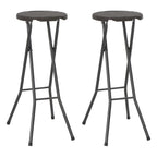 Tabouret De Bar Pliable Lot De 2 Pehd Et Acier Aspect Rotin