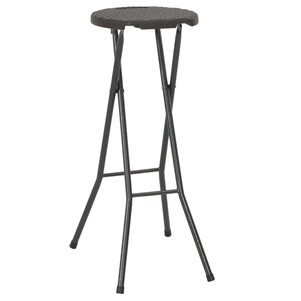 Tabouret De Bar Pliable Lot De 2 Pehd Et Acier Aspect Rotin