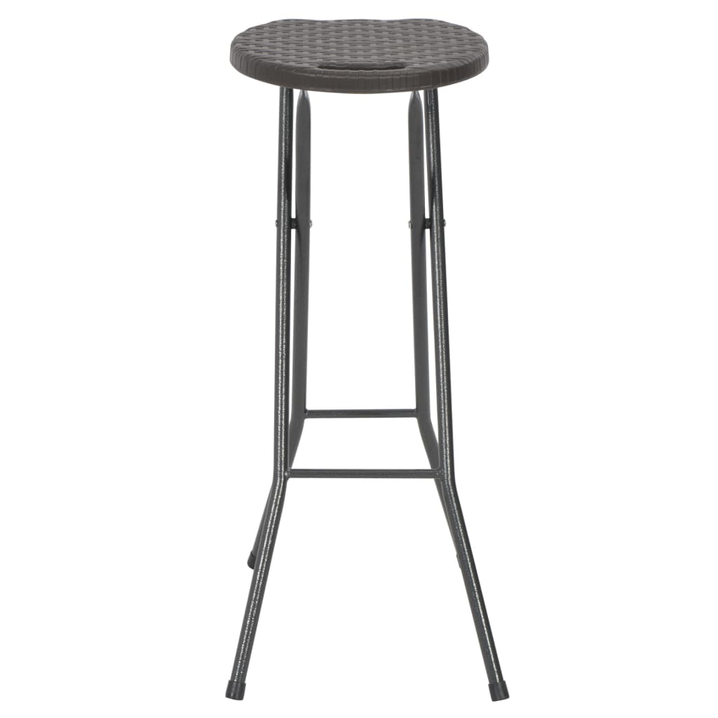 Tabouret De Bar Pliable Lot De 2 Pehd Et Acier Aspect Rotin