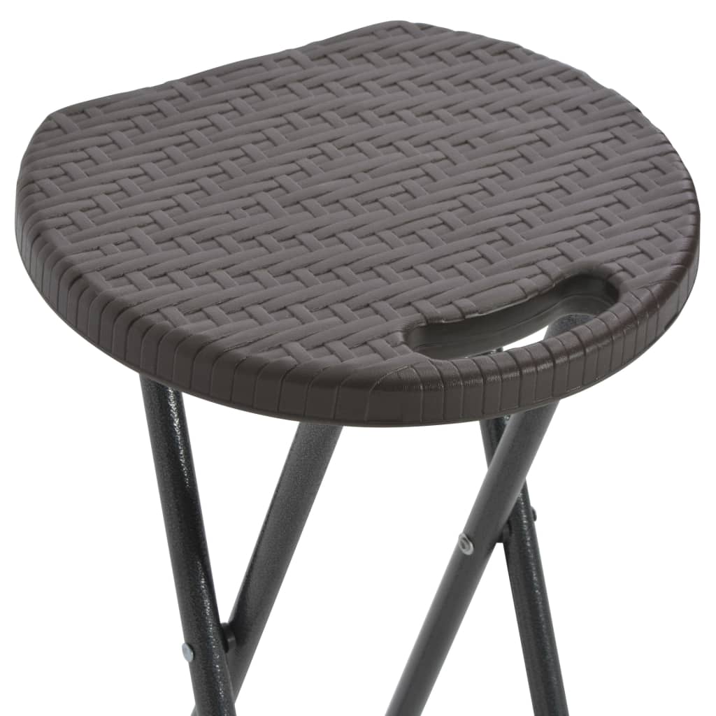 Tabouret De Bar Pliable Lot De 2 Pehd Et Acier Aspect Rotin