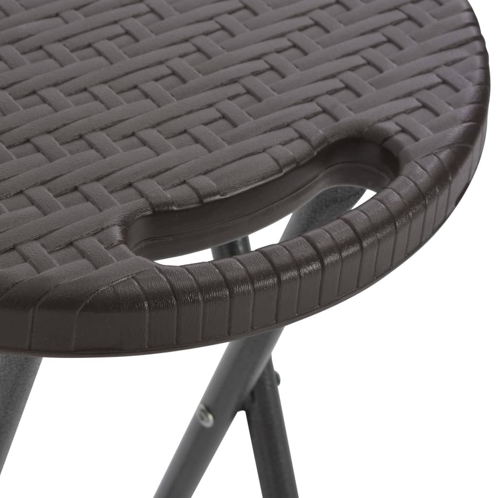 Tabouret De Bar Pliable Lot De 2 Pehd Et Acier Aspect Rotin