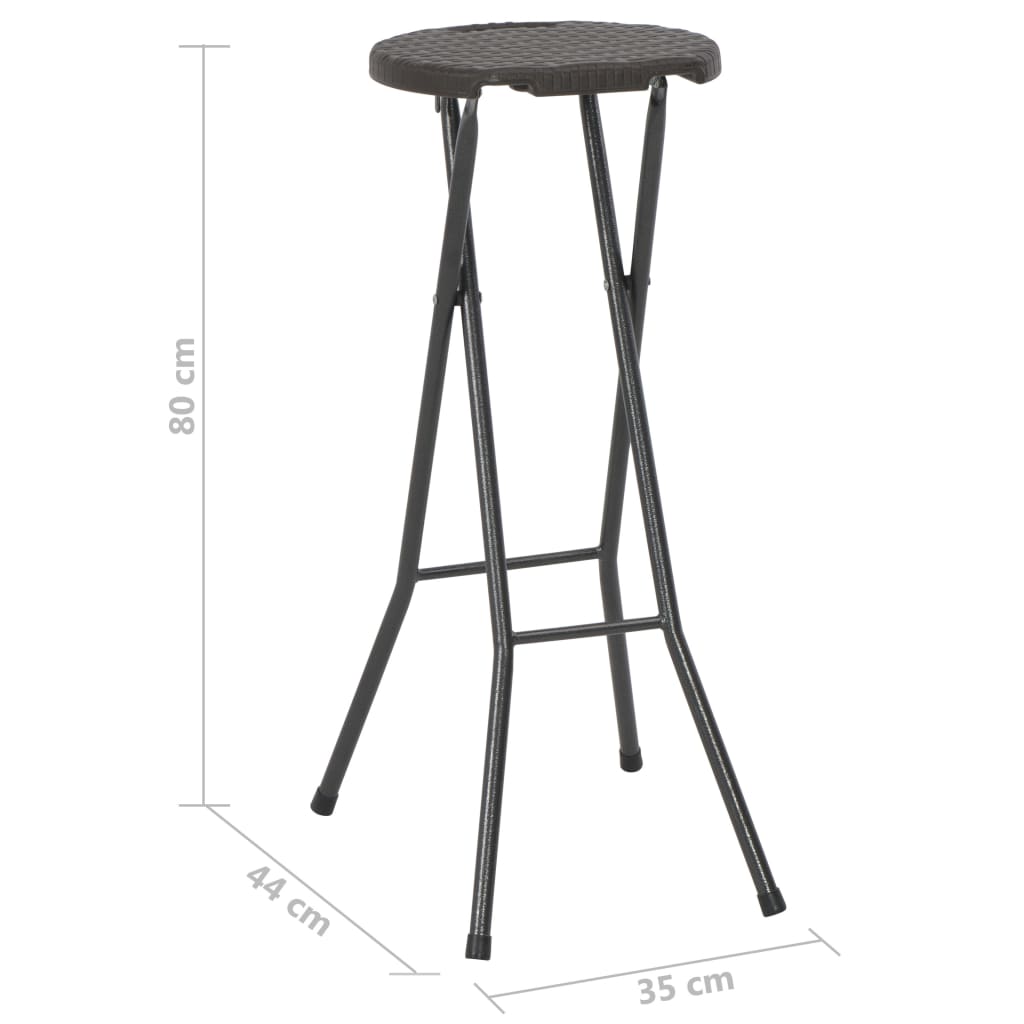 Tabouret De Bar Pliable Lot De 2 Pehd Et Acier Aspect Rotin
