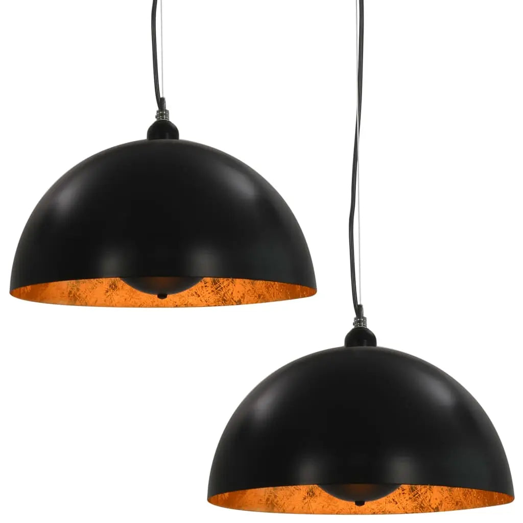 2 Pcs Plafonniers Noir Et Doré Semi-Sphérique E27