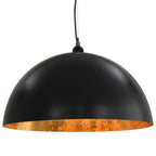2 Pcs Plafonniers Noir Et Doré Semi-Sphérique E27