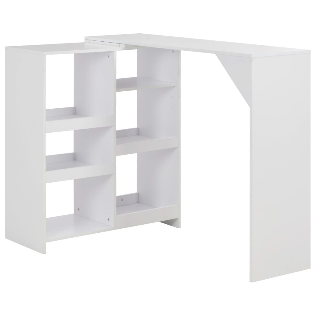 Table De Bar Avec Tablette Amovible Blanc 138X39X110 Cm