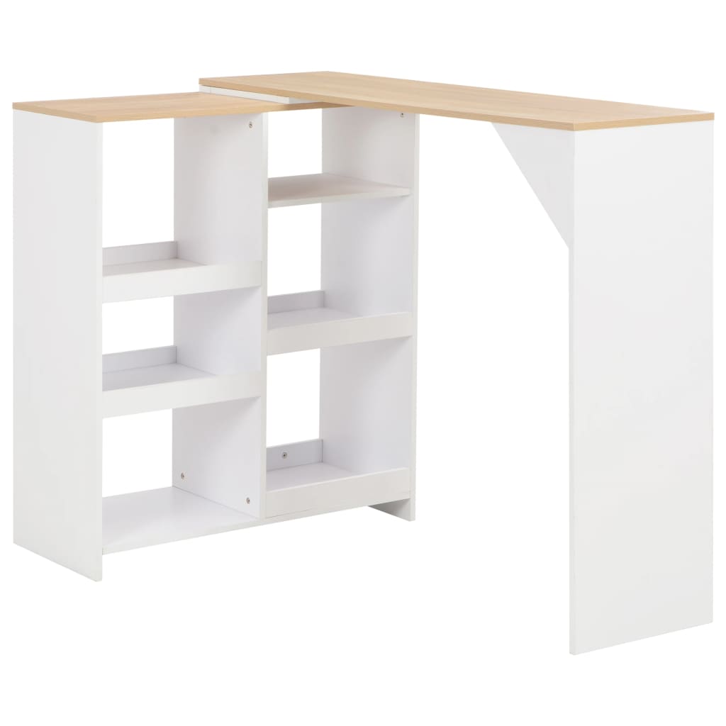 Table De Bar Avec Tablette Amovible Blanc 138X39X110 Cm