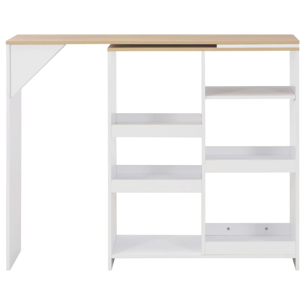 Table De Bar Avec Tablette Amovible Blanc 138X39X110 Cm