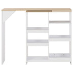 Table De Bar Avec Tablette Amovible Blanc 138X39X110 Cm