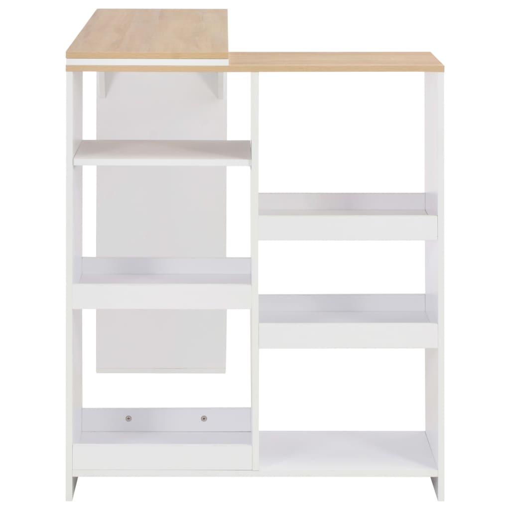 Table De Bar Avec Tablette Amovible Blanc 138X39X110 Cm