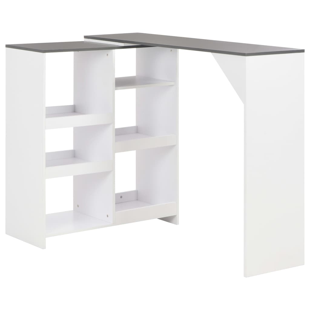 Table De Bar Avec Tablette Amovible Blanc 138X39X110 Cm