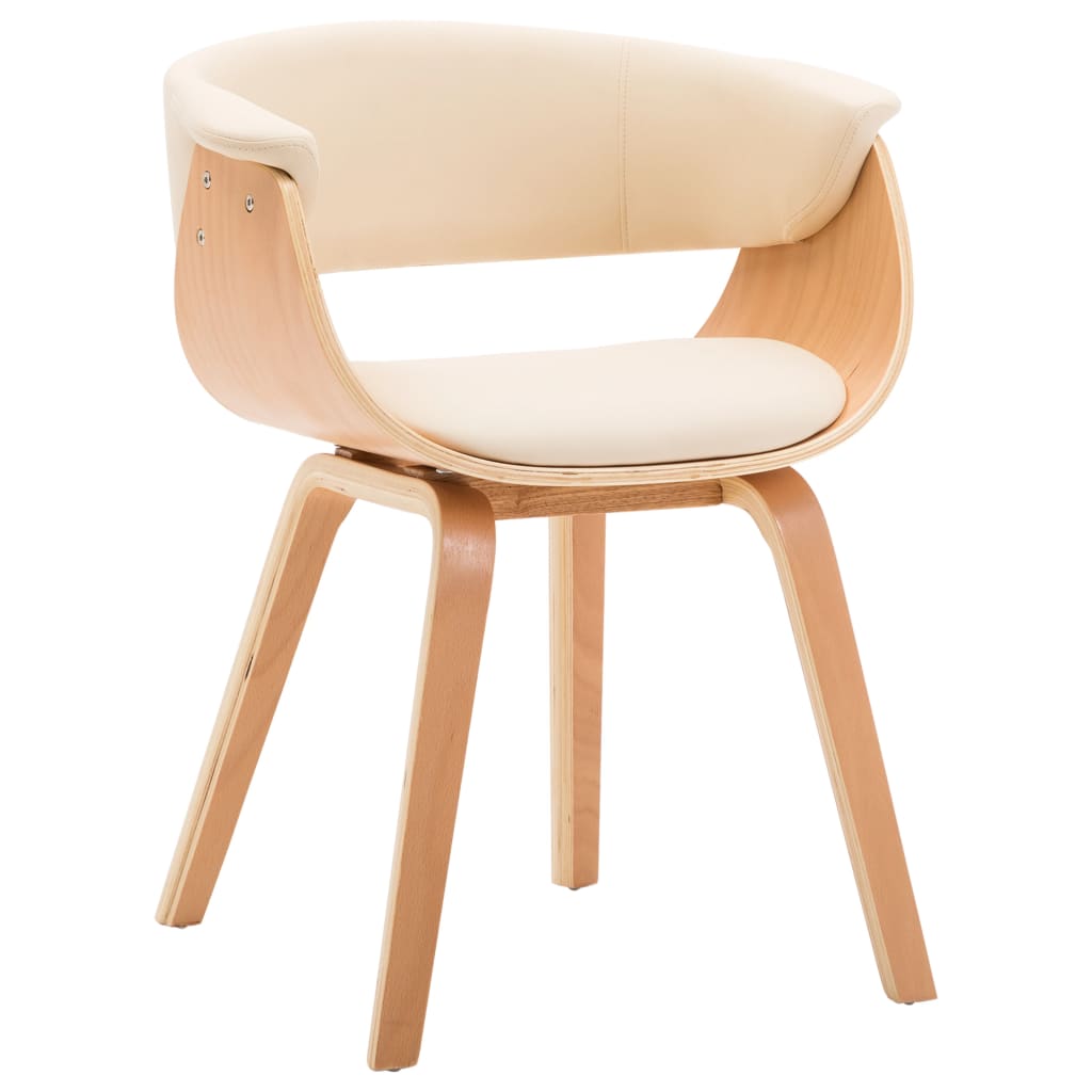 Chaise À Manger Crème Bois Courbé Et Similicuir