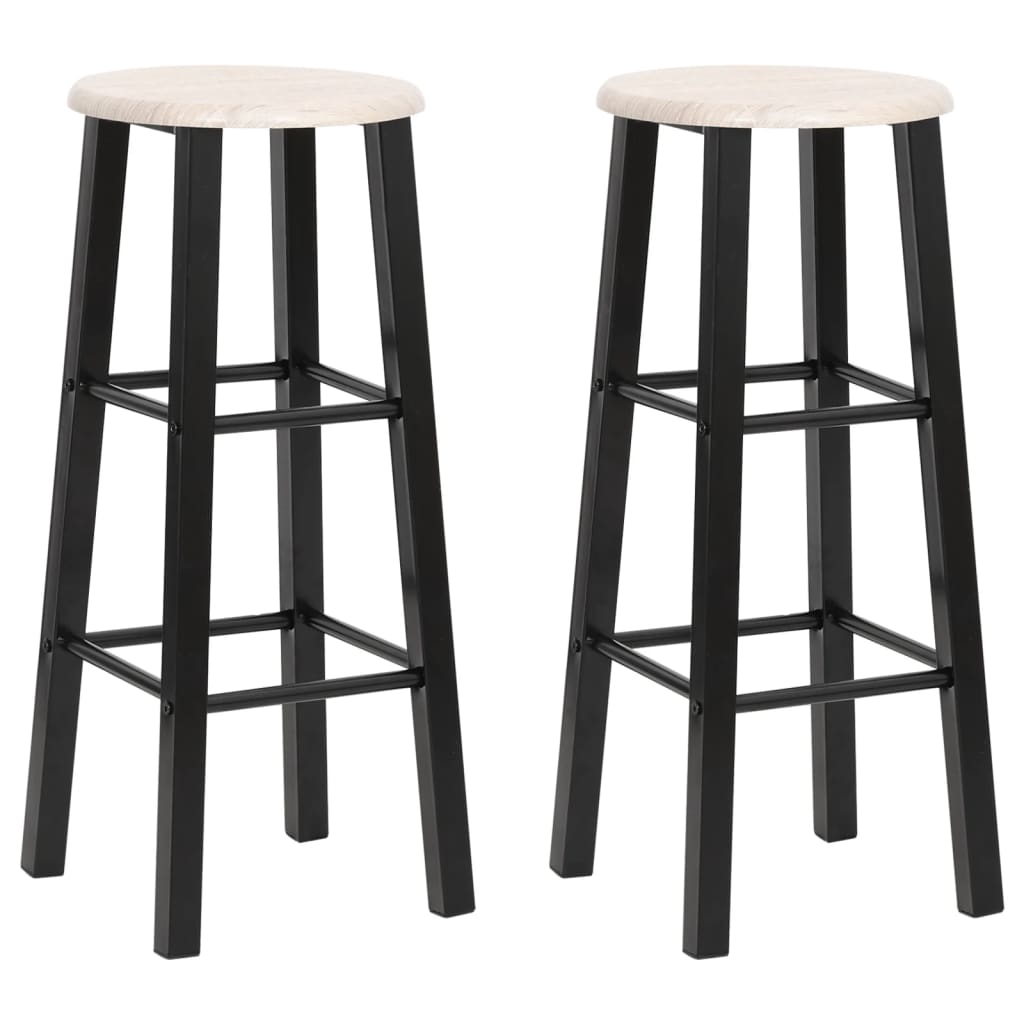 Tabouret De Bar Lot De 2 Métal Avec Siège En Mdf