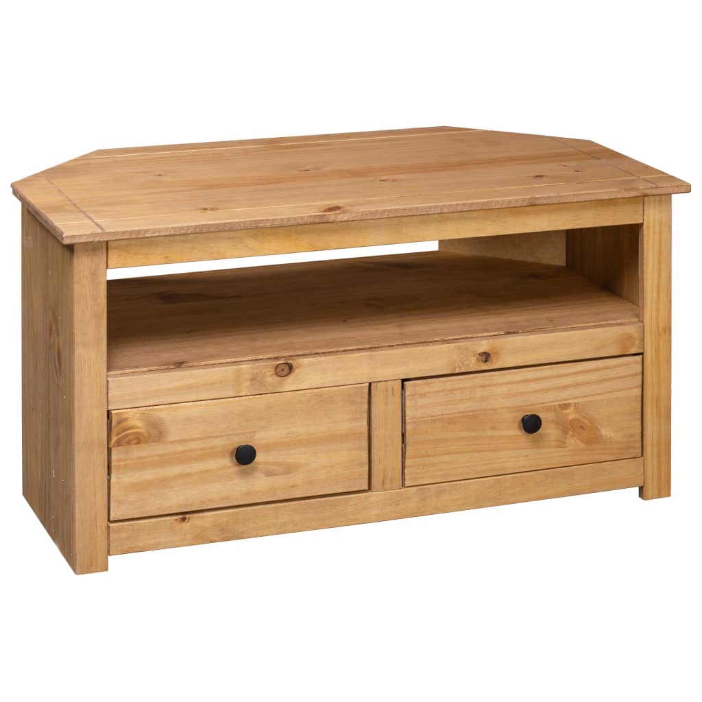 Meuble Tv D'angle 93X49X49 Cm Pin Solide Assortiment Panama