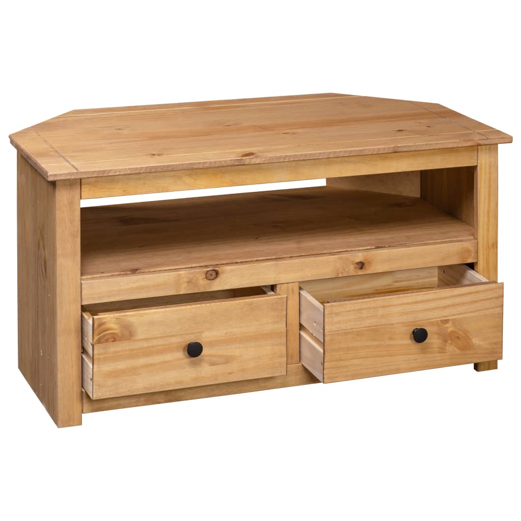 Meuble Tv D'angle 93X49X49 Cm Pin Solide Assortiment Panama