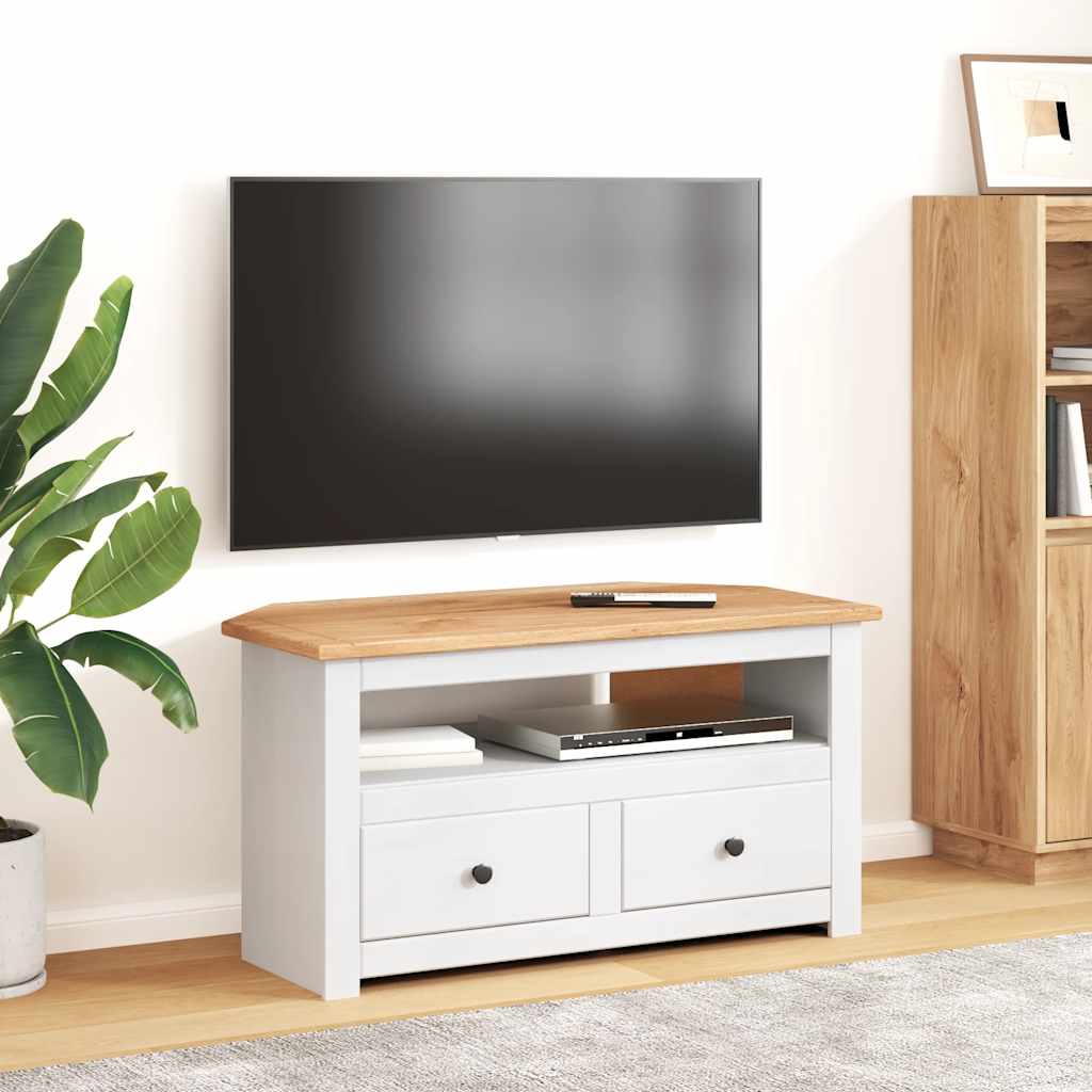 Meuble Tv D'angle 93X49X49 Cm Pin Solide Assortiment Panama