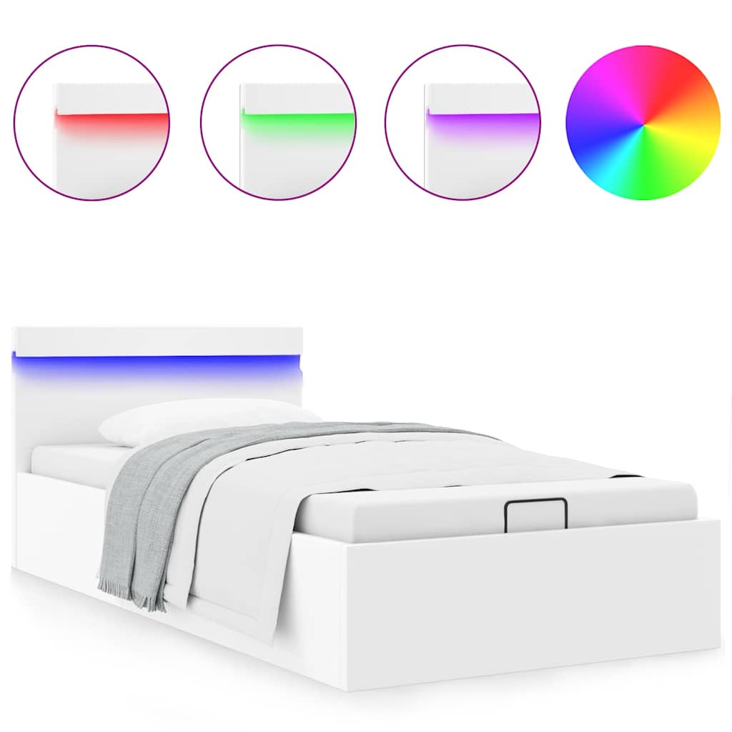 Cadre De Lit À Rangement Hydraulique Sans Matelas Avec Led