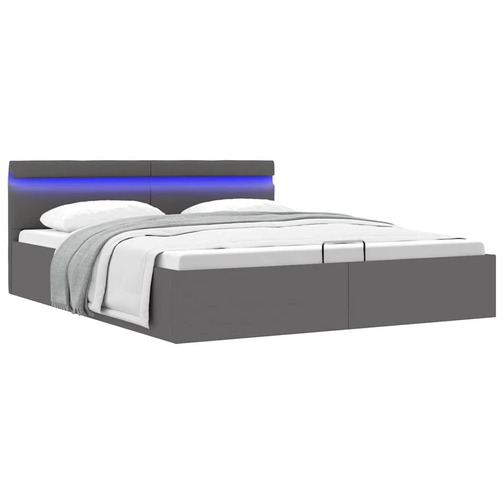 Cadre De Lit À Rangement Hydraulique Sans Matelas Avec Led
