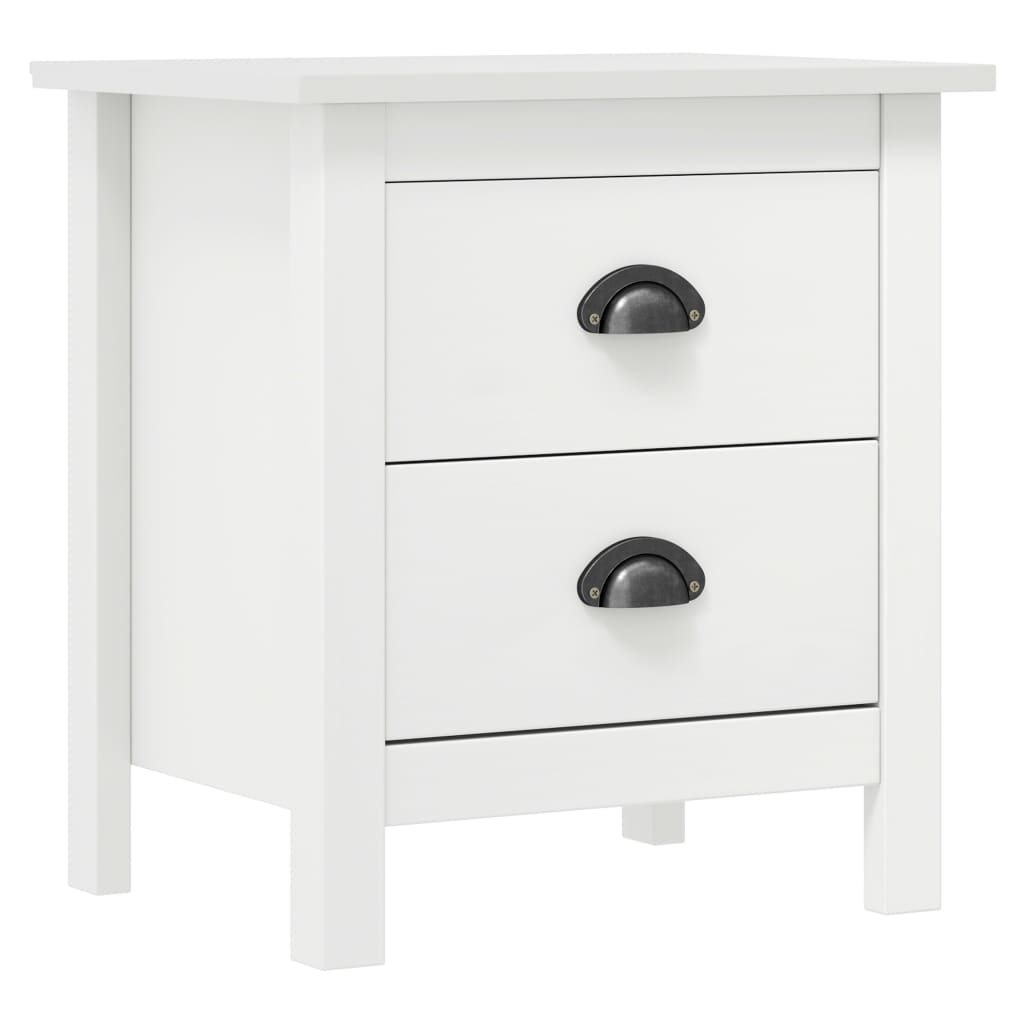Table De Chevet Hill Blanc 46X35X49,5 Cm Bois De Pin Solide