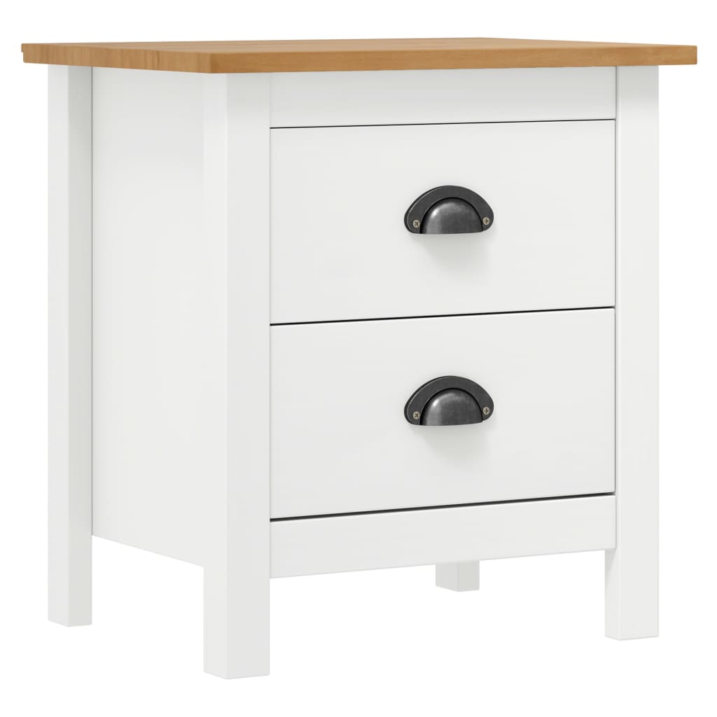 Table De Chevet Hill Blanc 46X35X49,5 Cm Bois De Pin Solide