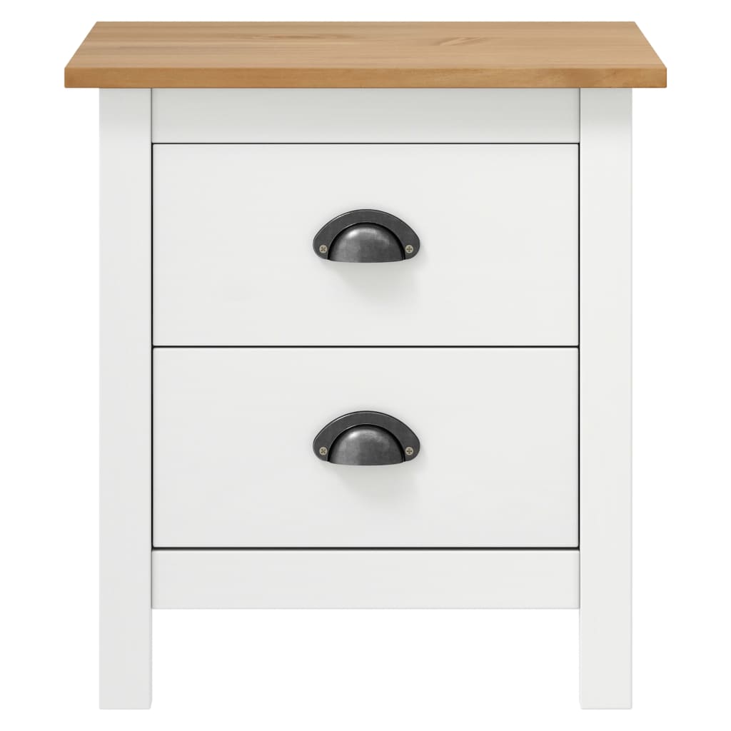 Table De Chevet Hill Blanc 46X35X49,5 Cm Bois De Pin Solide