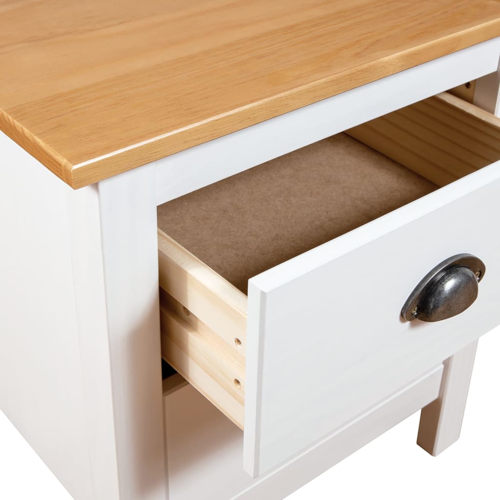 Table De Chevet Hill Blanc 46X35X49,5 Cm Bois De Pin Solide