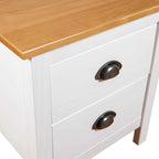 Table De Chevet Hill Blanc 46X35X49,5 Cm Bois De Pin Solide