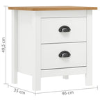 Table De Chevet Hill Blanc 46X35X49,5 Cm Bois De Pin Solide