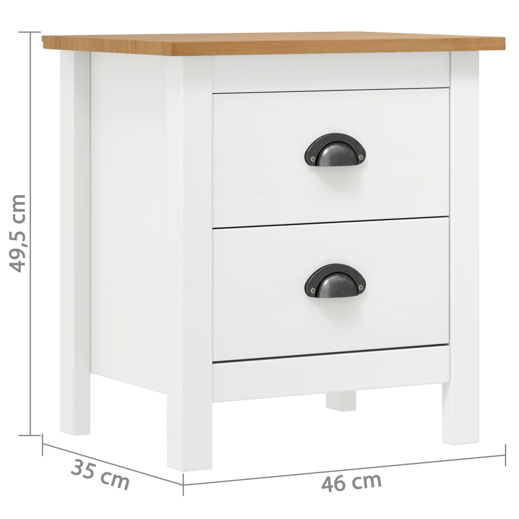 Table De Chevet Hill Blanc 46X35X49,5 Cm Bois De Pin Solide