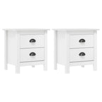 Table De Chevet Hill Blanc 46X35X49,5 Cm Bois De Pin Solide