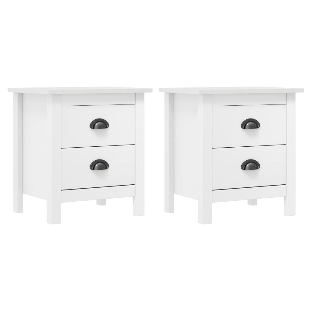 Table De Chevet Hill Blanc 46X35X49,5 Cm Bois De Pin Solide