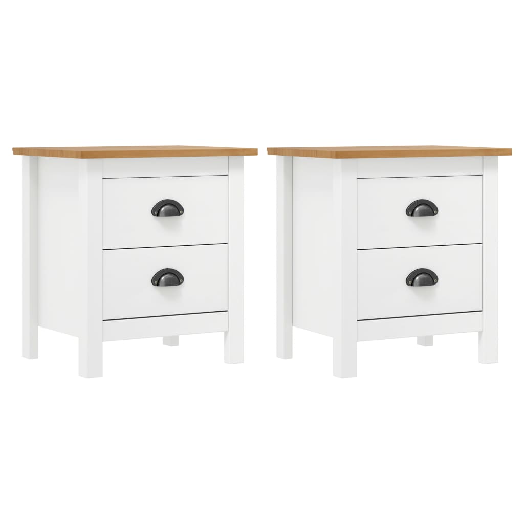 Table De Chevet Hill Blanc 46X35X49,5 Cm Bois De Pin Solide