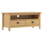 Meuble Tv Hill Range Blanc 110X40X47 Cm Bois De Pin Solide
