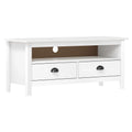 Meuble Tv Hill Range Blanc 110X40X47 Cm Bois De Pin Solide