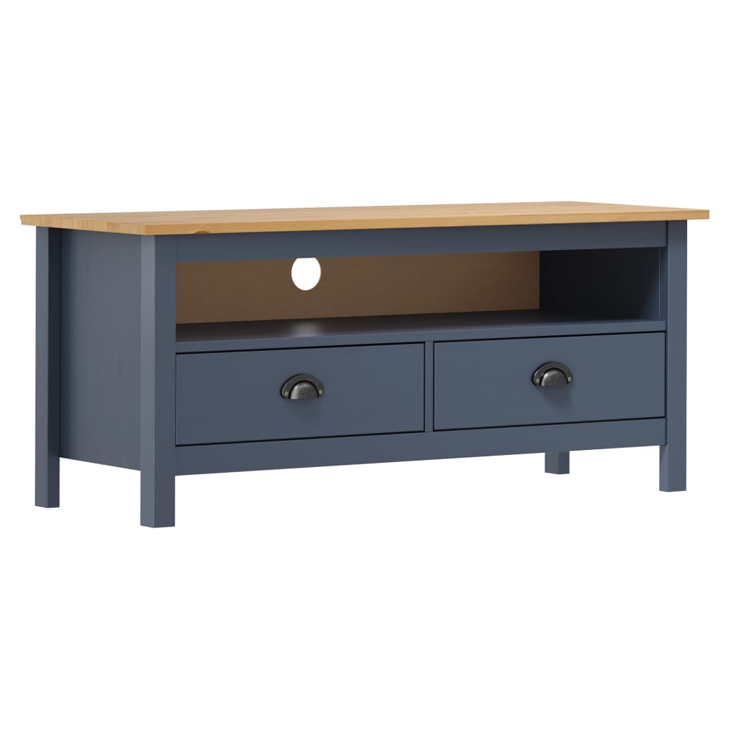 Meuble Tv Hill Range Blanc 110X40X47 Cm Bois De Pin Solide