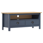 Meuble Tv Hill Range Blanc 110X40X47 Cm Bois De Pin Solide