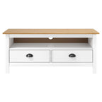 Meuble Tv Hill Range Blanc 110X40X47 Cm Bois De Pin Solide