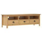 Meuble Tv Hill Range Blanc 158X40X47 Cm Bois De Pin Solide