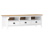Meuble Tv Hill Range Blanc 158X40X47 Cm Bois De Pin Solide