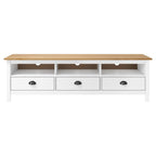 Meuble Tv Hill Range Blanc 158X40X47 Cm Bois De Pin Solide