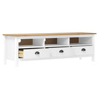Meuble Tv Hill Range Blanc 158X40X47 Cm Bois De Pin Solide