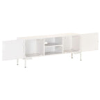 Meuble Tv Blanc 115X30X46 Cm Bois Massif De Manguier