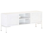 Meuble Tv Blanc 115X30X46 Cm Bois Massif De Manguier
