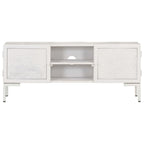Meuble Tv Blanc 115X30X46 Cm Bois Massif De Manguier