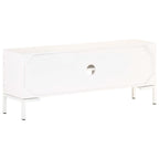 Meuble Tv Blanc 115X30X46 Cm Bois Massif De Manguier