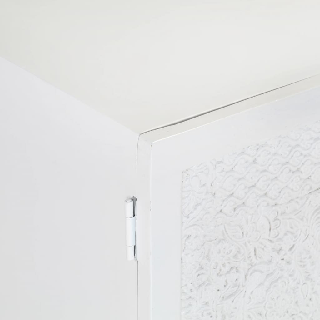 Meuble Tv Blanc 115X30X46 Cm Bois Massif De Manguier